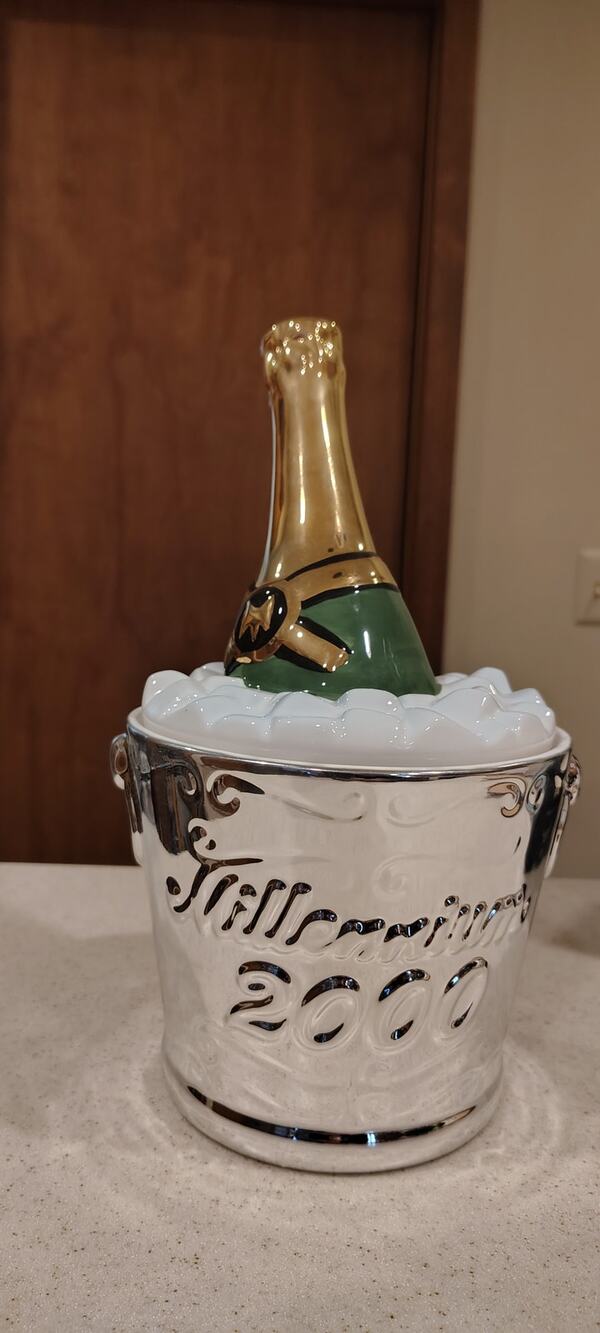 Vintage Clay Art Millennium 2000 Champagne Ice Bucket Cookie Jar Box 8846 Rare